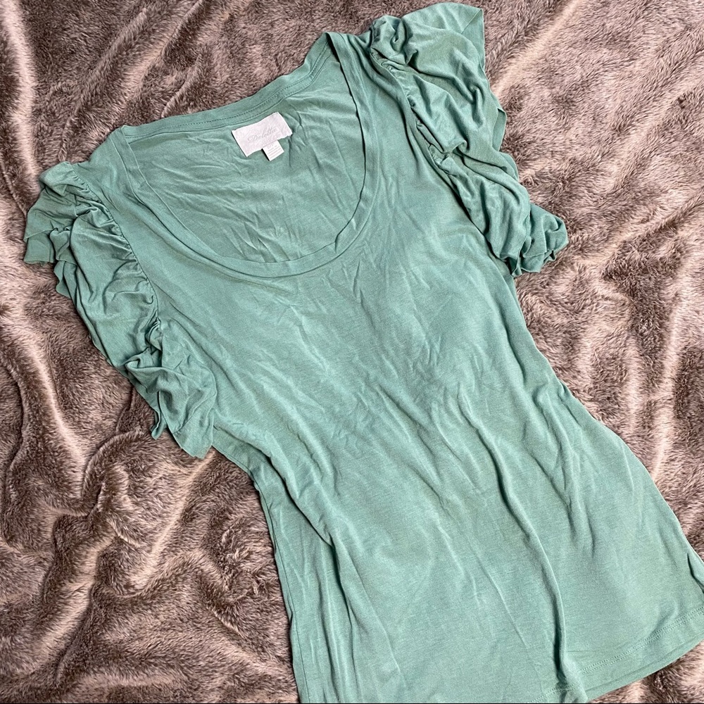 Anthro Deletta Ruffle Sleeve Top